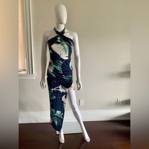 CBR Tropical Hi-Low Halter Dress